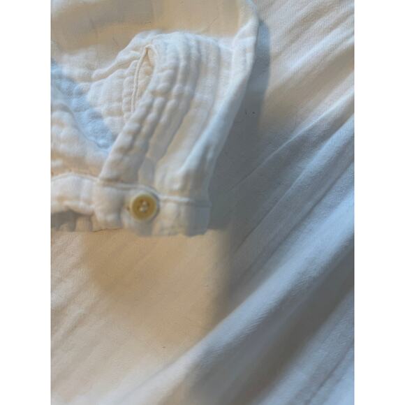 Free People CP Shades White Pleated Peasant Boho Top Pleated Cotton Blouse M - Picture 4 of 7